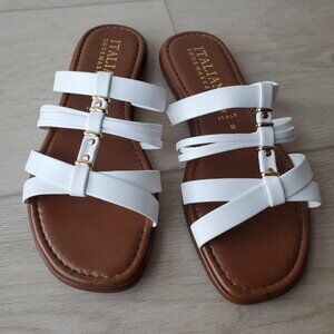 Italian Shoemakers Strappy White Sandals Size 8